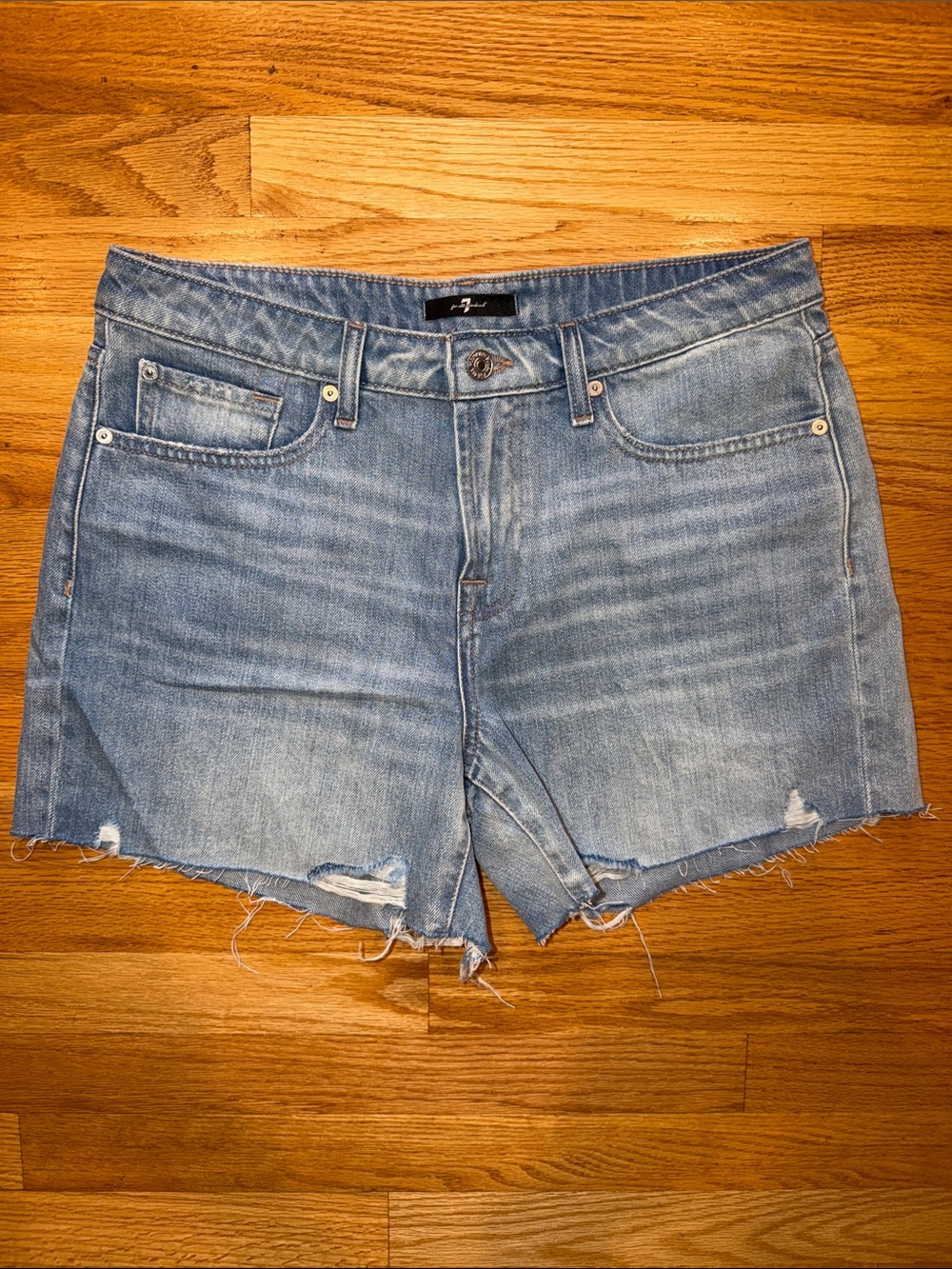 7 For All Mankind Monroe Long Shorts Time Off With Vintage Cut Hem